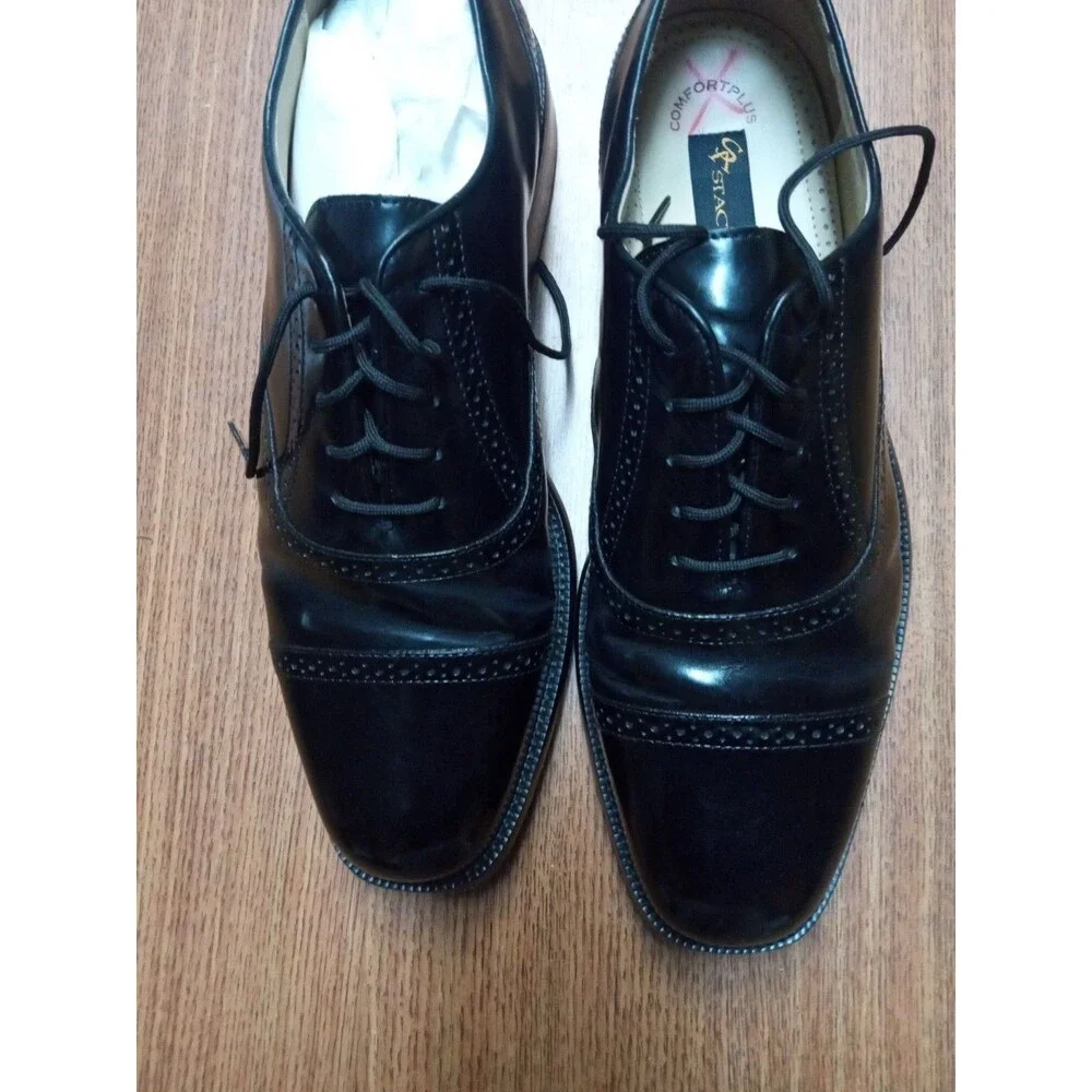 STACY ADAMS MENS Leather WING-TIP Black DRESS SHOES Sz: 12 M